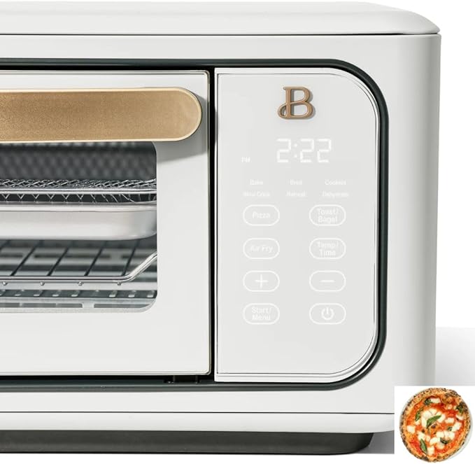 Beautiful by Drew Infrared Air Fry Toaster Oven 1800W with 9-Slice Capacity and Multi-Function Cooking (white)