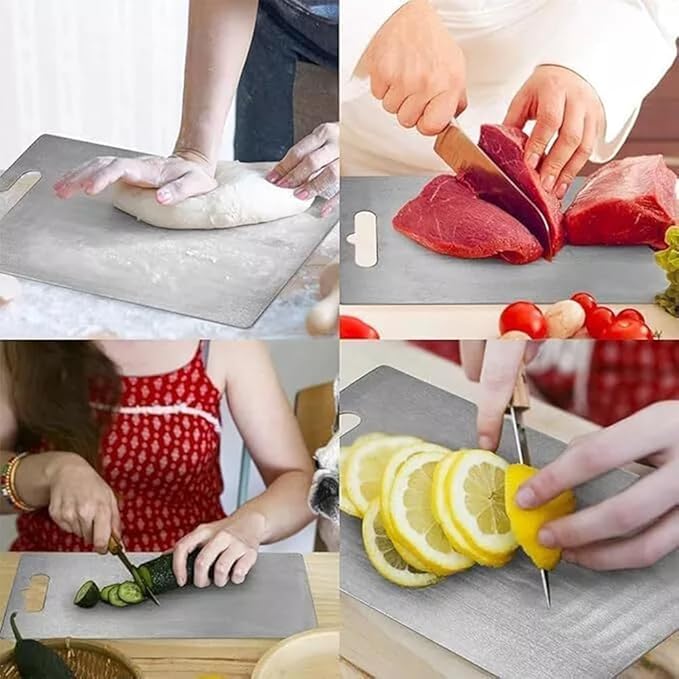 Titanium Cutting Board, 2026 New Upgrade Pure Titanium Cutting Boards for Kitchen Double Sided Non Toxic Titanware Cutting Board,Hygiene Durable Dishwasher Safe Chopping Board (15.35 * 11.02in)