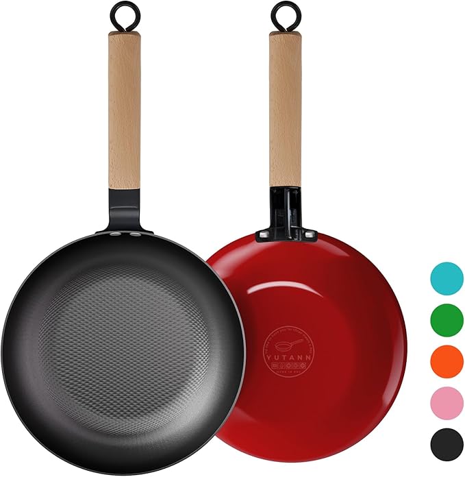 YUTANN Nonstick Frying Pan, 8 inch Enameled Cast Iron Pan Kitchen Healthy Egg Fry Pan Omelette with Detachable Handle, Lightweight Pre-seasoned Cast Iron Skillet, Dishwasher & Oven Safe