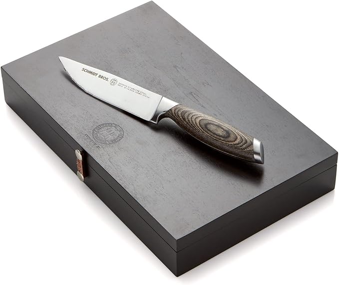 Schmidt Brothers -Bonded Ash 4-Piece Jumbo Steak Knife Set, High-Carbon German Stainless Steel Cutlery in a Wood Gift Box