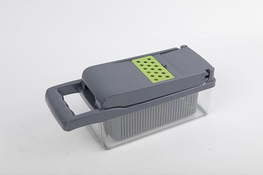 16-in-1 Multifunction Vegetable Cutter & Food Dicer with Container – BPA-Free Mandoline Slicer, Kitchen Chopper & Cleaning Tool.