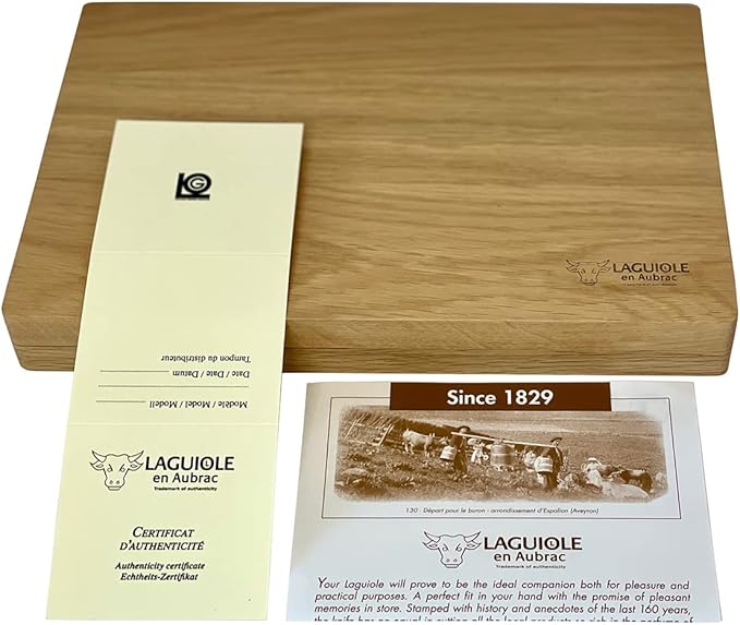 Laguiole en Aubrac Luxury Fully Forged Full Tang Stainless Steel Steak Knives 6-Piece Set with Olivewood Handle, Stainless Steel Matte Bolsters