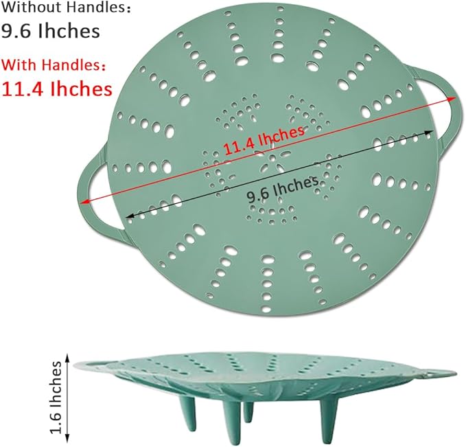 Alimat PluS 1 Pack Silicone Steamer Basket, Silicone Vegetable Steamer Basket with Handles and Strong Feets, 9.6 Inches(Excluding Handle Length)