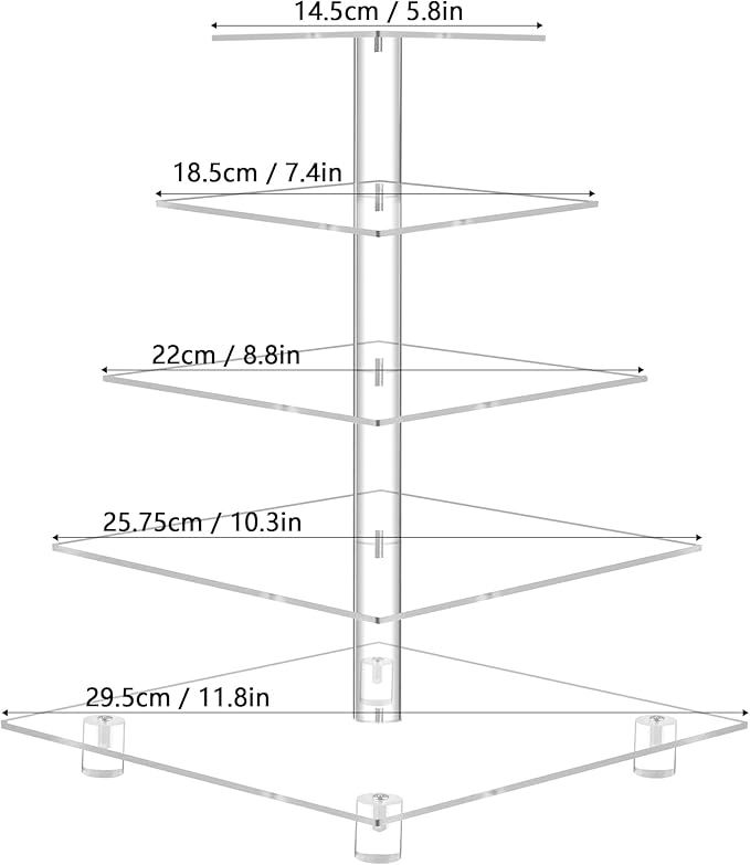 YestBuy Cupcake Stand, 5 Tier Square Cupcake Tree Tower, Clear Cupcake Holder, Pastry Display Rack for Party, Wedding, Baby Shower