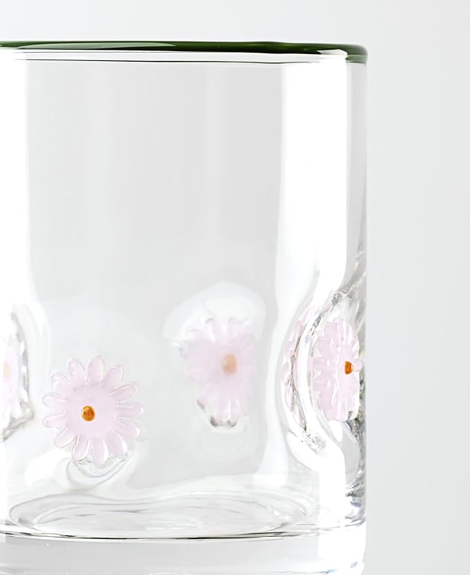 Oneida Glassware, 24 Seven First Bloom Flower, Set of 2, 12-Ounce Capacity, Made of Glass, Dishwasher Safe Tumbler, Drinking Glasses Set, Home and Kitchen, Clear Glasses, Glass Cups (Clear, 2 Pieces)