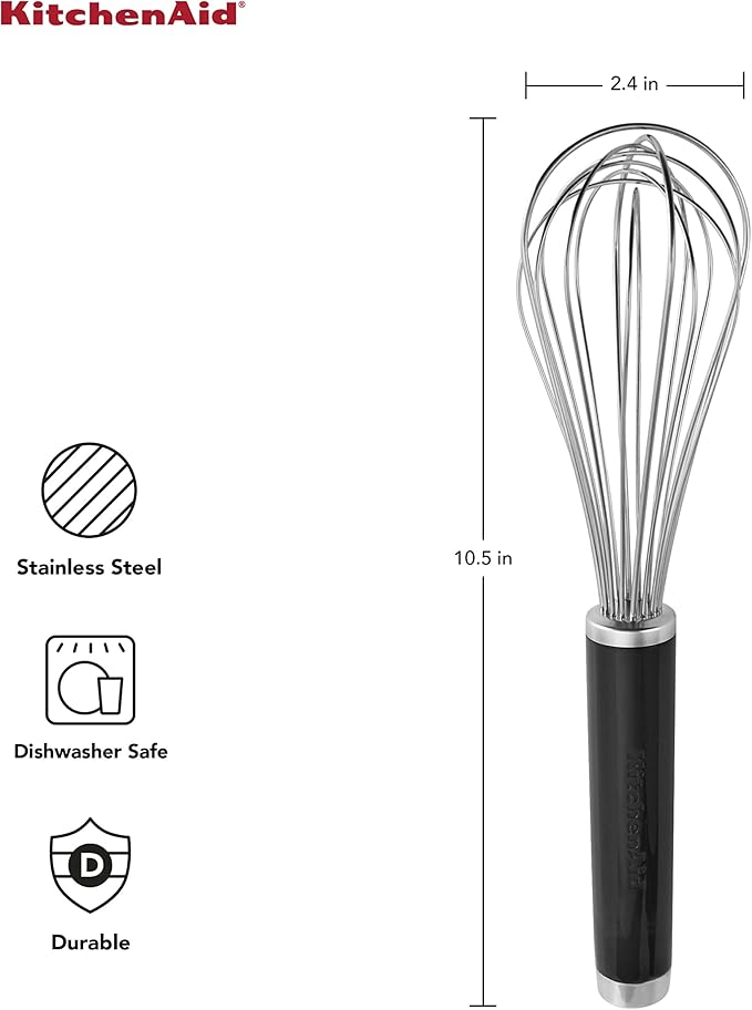 KitchenAid Classic Utility Whisk, 10.5 Inch, Black (Pack of 12)