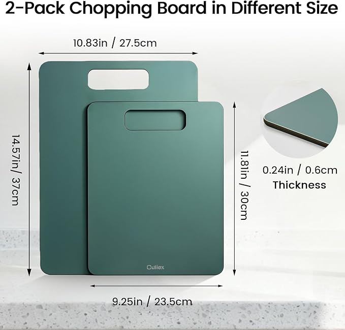 Culiex Wood Fiber Cutting Board 2-Pack, Composite Chopping Boards for Kitchen, Dishwasher Safe, Non-Toxic, High Density, Knife Friendly, BPA Free, Non-Slip Feet for Cutting Meat, Vegetables, Fruits
