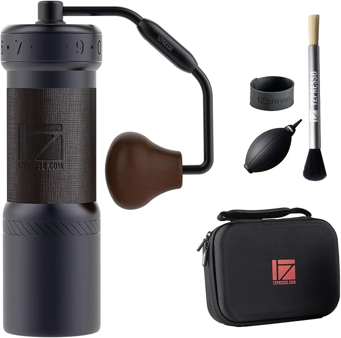 1Zpresso K-Ultra Manual Coffee Grinder Iron Gray with Carrying Case, Assembly Consistency Grind Stainless Steel Conical Burr, Foldable Handle, Numerical External Adjustable Setting, All-Round Grinder