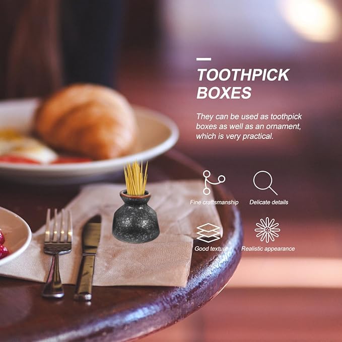 FAVOMOTO Ceramic Toothpick Holder, Mini Japanese Flower Vase Toothpick Dispenser Decorative Jar for Kitchen Retro Vintage Design