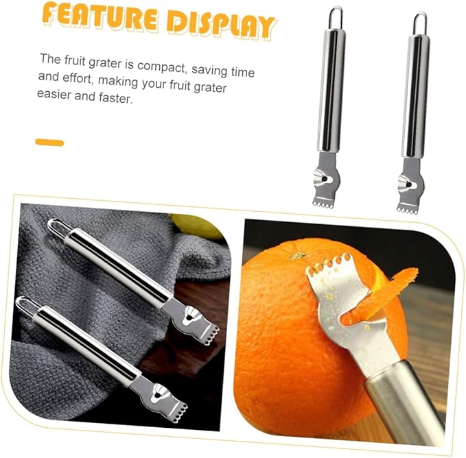PRETYZOOM 2pcs Stainless Steel Lemon Grater Multi-functional Slicer Zester Peeler for Kitchen Easy Tool
