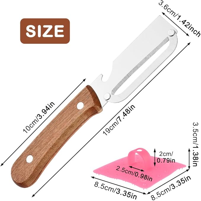 2 Pcs Vegetable Peelers with Bottle Opener,No n-Slip Wooden Handle,Stainless Steel Potato Peeler, for Paring Fruits and Veggies like Potato, Apple, Carrot, Mango, Lemon, and Sugarcane