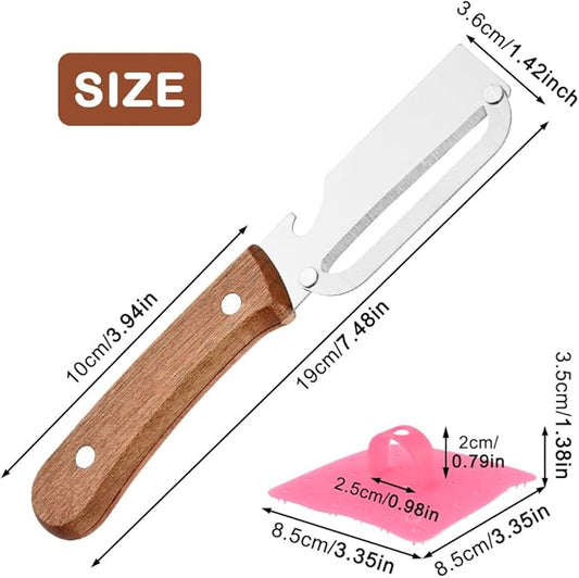 2 Pcs Vegetable Peelers with Bottle Opener,No n-Slip Wooden Handle,Stainless Steel Potato Peeler, for Paring Fruits and Veggies like Potato, Apple, Carrot, Mango, Lemon, and Sugarcane