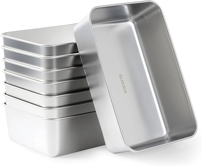 FDKYOEK 8 Pack Large Stainless Steel Loaf Pans, 8.5x5.5 Inch Stainless Steel Bread Pans, Rectangular Metal Baking Tins for Homemade Bread, Toast, Cake, Meatloaf, Oven Safe