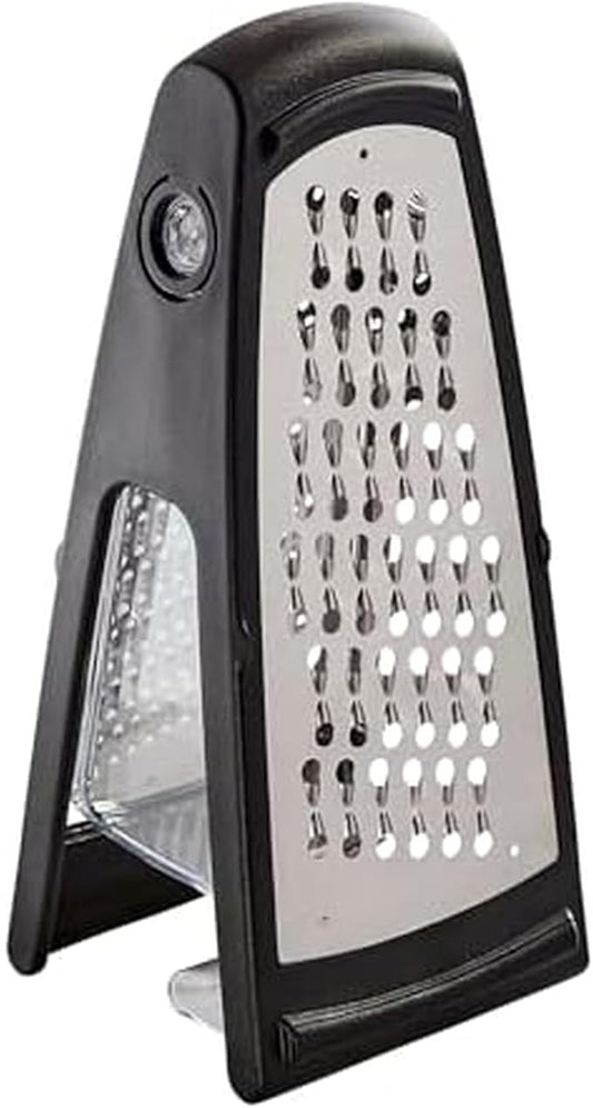 Farberware Professional Stainless Steel Grater with Container, Coarse and Fine Blades, Nonslip Base, Easy-Grip Handle, Dishwasher Safe