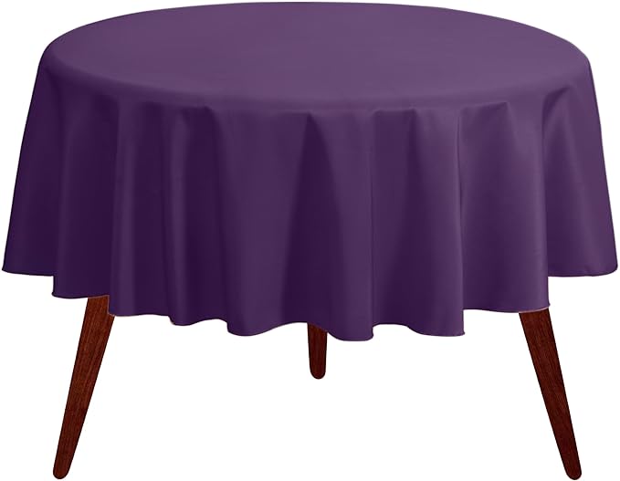 Gee Di Moda Round Tablecloth - 70 Inch Purple Round Table Cloth for 24 to 48 Inch Round Tables - Heavy Duty Washable Fabric - for Buffet Table, Holiday Party, Dinner, Wedding & Baby Shower