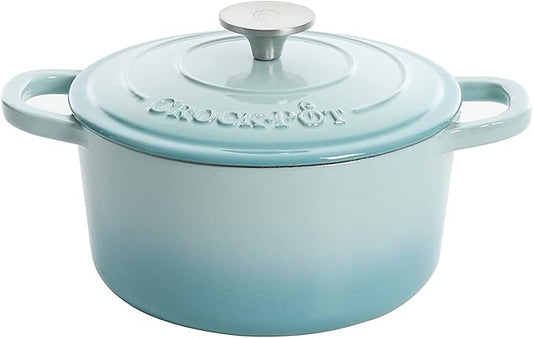 Crock-Pot Artisan Round Enameled Cast Iron Dutch Oven, 5-Quart, Aqua