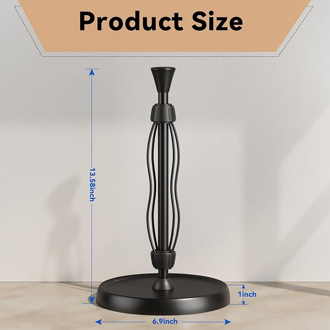 Countertop Paper Towel Holder, Premium Stainless Steel Kitchen Roll Holder with Double Ratchet Mechanism - Decorative for Kitchen, Bathroom, Farmhouse