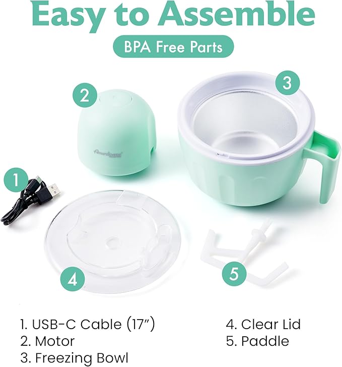 Americana Collection Elite Pint Perfect™ EIM1205MX 1 Pint Ice Cream Maker Freezing Mug, Frozen Yogurt, Sorbet, Gelato Treat, Recipes, Mint