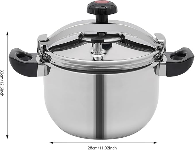 11.6 Quart Stainless Steel Pressure Cooker, 60Kpa Pressure Stewing Pot w/Alarm Device, Pressure Cooker Pot for Cooking, 3 Heavy Security Systems,Works on All Stovetops (Induction Compatible)
