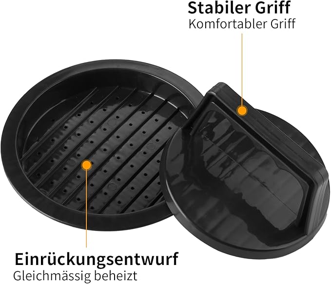 Burger Press Patty Maker, Round Non-Stick Stuffed Hamburger Press Accessories Smashed Hamburger Press Patty Burger Meat Sausage Beef Maker Mold Kitchen Gadgets for Grilling (2 Pack, Black)