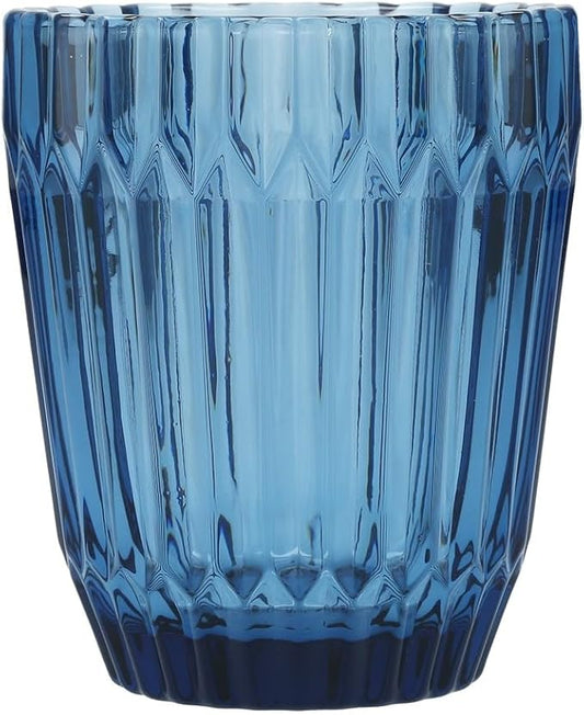 Fortessa Archie Glass Drinkware, Double Old Fashioned (Set of 6), 12.5 Ounce, Cornflower Blue