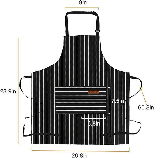 2-Pack Aprons for Women Men with Pockets, Adjustable Bib Kitchen Apron, Chef Aprons for Cooking Baking BBQ