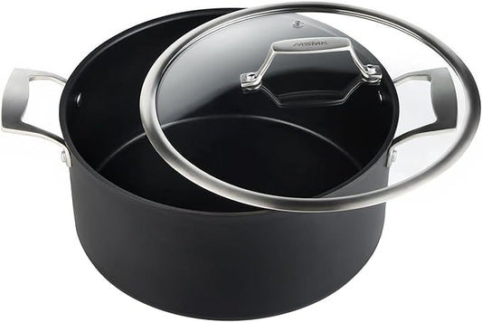 MSMK 8QT Stock Pot with Glass Lid, Burnt also Nonstick, Lasting Non stick, Oven safe to 700°F, Induction, Scratch-resistant Durable PFOA Free Non-Toxic