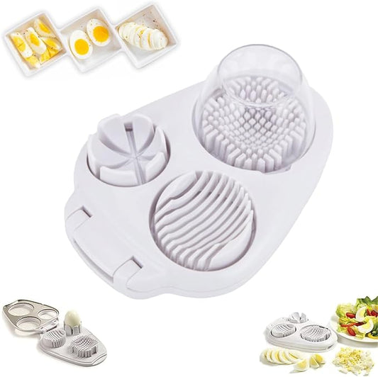 3 Way Egg Slicer for Hard Boiled Eggs, 3 in 1 Multi-Function Egg Slicer, Handy Heavy Duty Stainless Steel Egg Cutter, Kitchen Dicer Food Slicer for Strawberry Mushroom Grape Cherry Tomato (1pc)