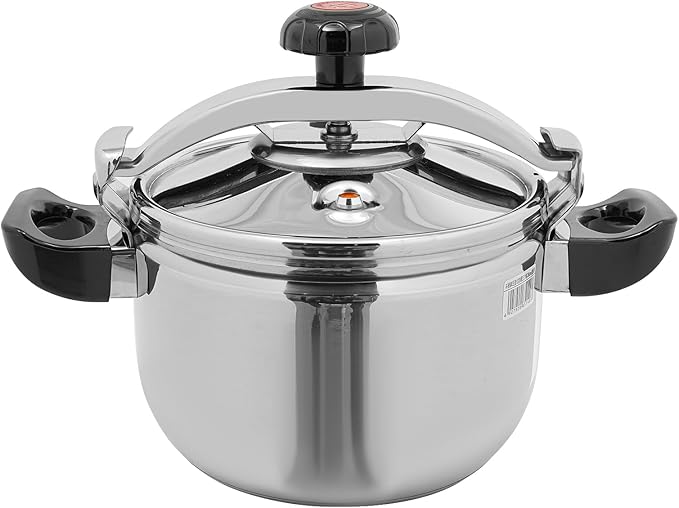 LyeXD 9L/9.51 Qt Stainless Steel Pressure Cooker, Stainless Steel Pressure Stewing Pot with Two Safety Clips, Pressure Canner Olla de Presion,One-Hand Locking Induction Compatible Cookware for Home