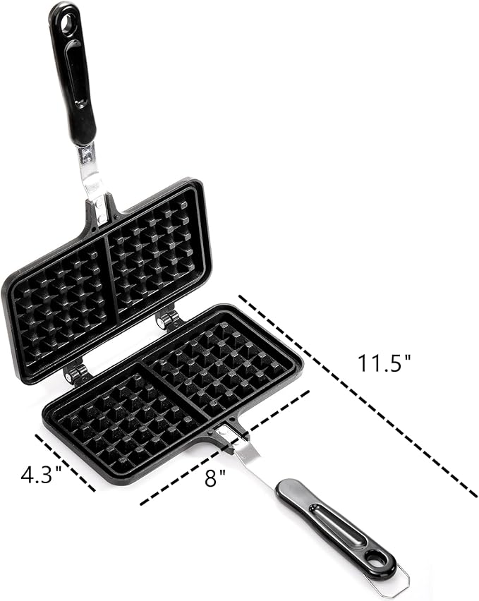 Dicunoy Non-stick StoveTop Waffle Maker, 8" Portable Aluminum Pan for Sandwich Toaster, Breakfast