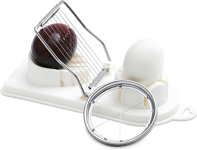 Egg Slicer For Hard Boiled Eggs - Egg Cutter | Strawberry Slicer | Heavy Duty Stainless Steel Egg Cutter | 2-in-1 Multipurpose Kitchen Accessories For Mushroom, Egg, Strawberry, Kiwi, Banana, Cheese