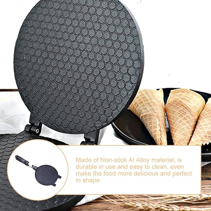 Waffle Cone Maker, Nonstick Waffle Bowl Ice Cream Cone Maker Machine, Pancake Crispy Egg Roll Crepe Baking Pan Pancake Omelet Mold for Stoves Top