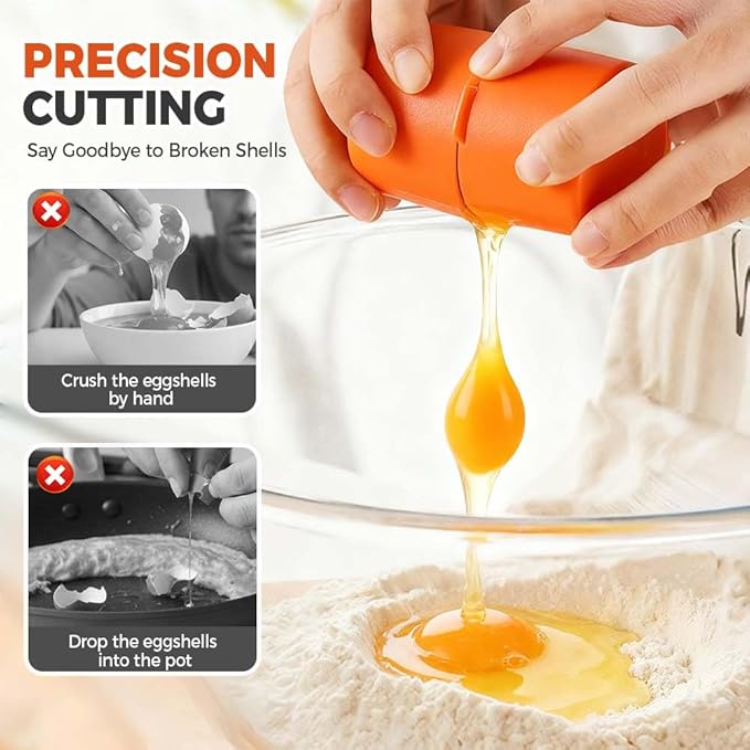 Egg Shell Opener, 2026 New Stainless Steel Egg Cracker Tool, Multifunctional Egg Opener, Eggs Separator for Raw and Hard Boiled Eggs Peeler Shell Remover to Quickly Cut Eggshells (orange 3pcs)