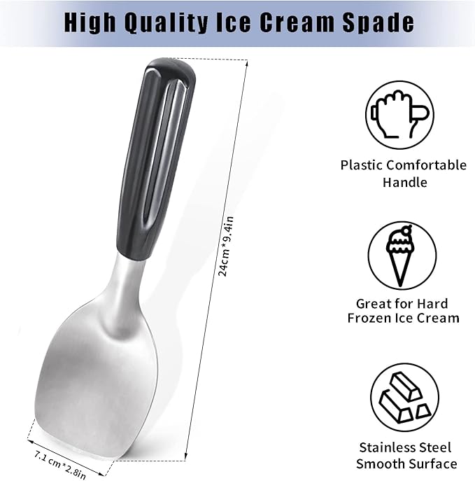 2 Pack Ice Cream Spade - Stainless Steel Flat Ice Cream Paddle, Scooper for Hard or Creamy Dessert Spade Butter Cutter