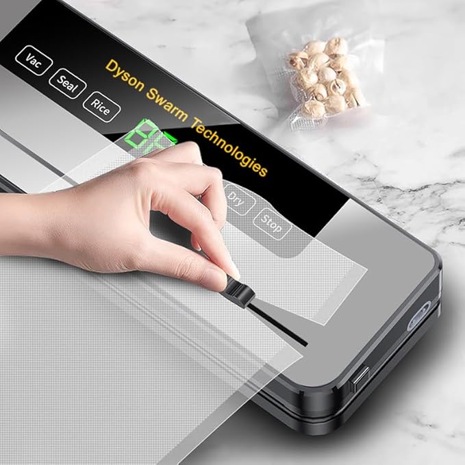 Vacuum Sealer Machine for Food with Built-In Cutter: 8-in-1 Food Sealer Vacuum Sealing for Liquid/Dry/Moist Saver,Manual/External Super Strong Suction,Countdown Display,Stainless Steel,Starter Kit
