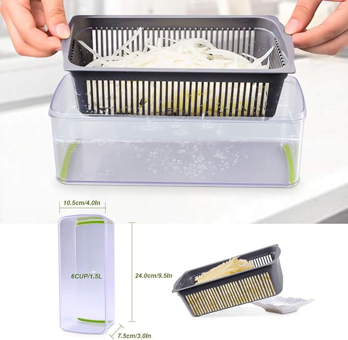 Vegetable Chopper Creator-Top Onion Chopper Dicer Mandoline Slicer Cutter Pro Food Chopper Slicer Durable Veggie Cutter with Large Container Drain Basket and 8 Blades for Tomato Potato Carrot