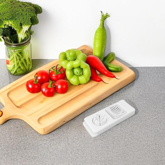 Stainless Steel 2 in 1 Egg Cutter for Convenient and Even Slicing and Cutting - Manual Egg Slicer for Boiled Eggs, Soft Fruits, and Vegetables