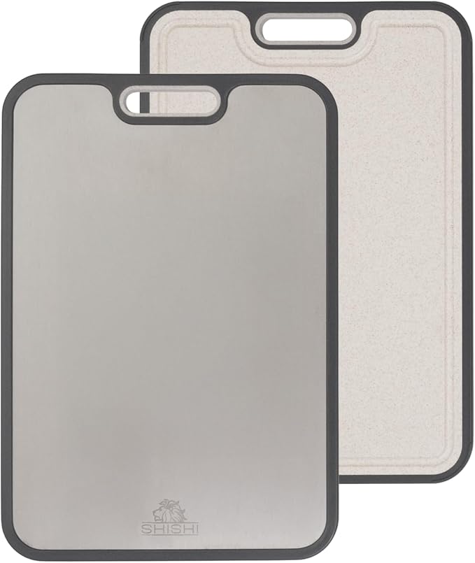 Pure Titanium Cutting Boards for Kitchen, Double-Sided, Titanium Cutting Boards Non Toxic, Large Size 16×11 – Easy to Clean, By Shishi Brands