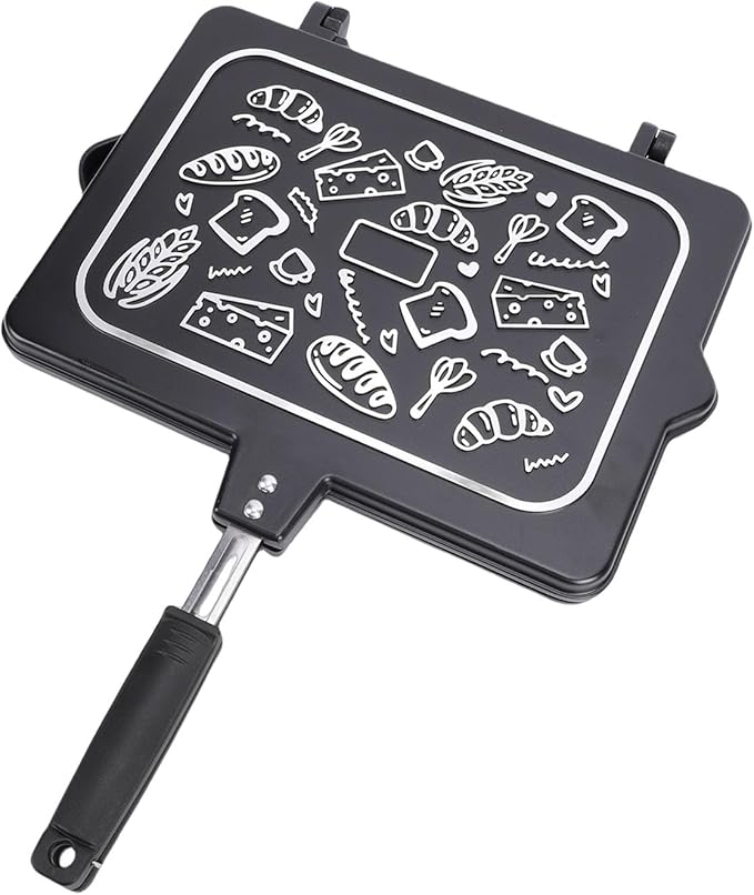 Maker, Double Sided Stovetop Toasted Panini Press, Non Stick Grill Plates Panini Maker Pan, Cheese Waffle Toaster Frying Pan for Home Kitchen Breakfast