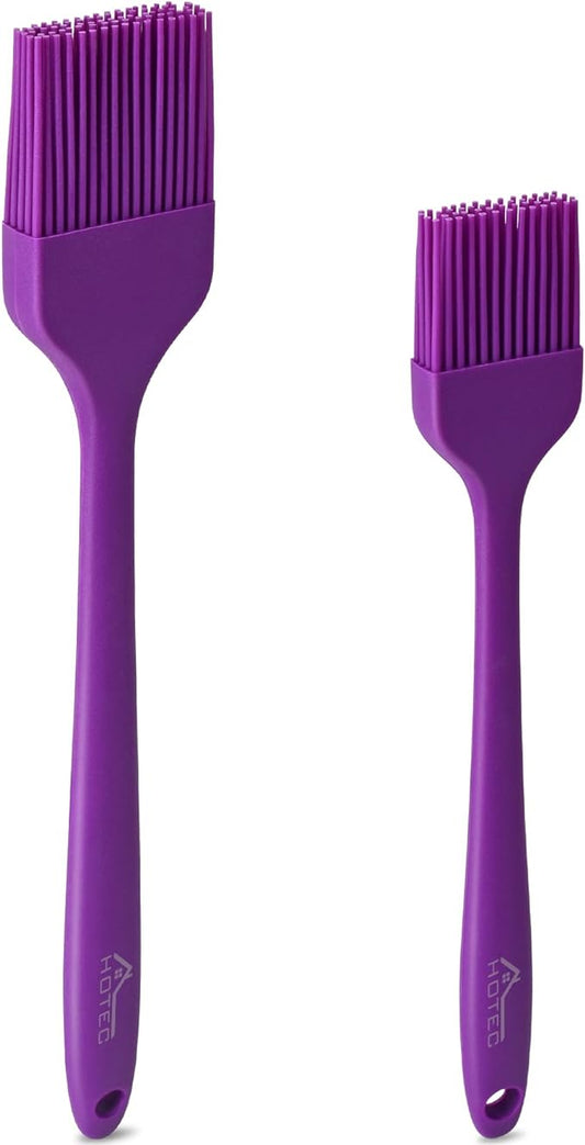 HOTEC Basting Brushes Silicone Heat Resistant Pastry Brushes Spread Oil Butter Sauce Marinades for BBQ Grill Barbecue Baking Kitchen Cooking BPA Free Dishwasher Safe (Purple) 2pcs
