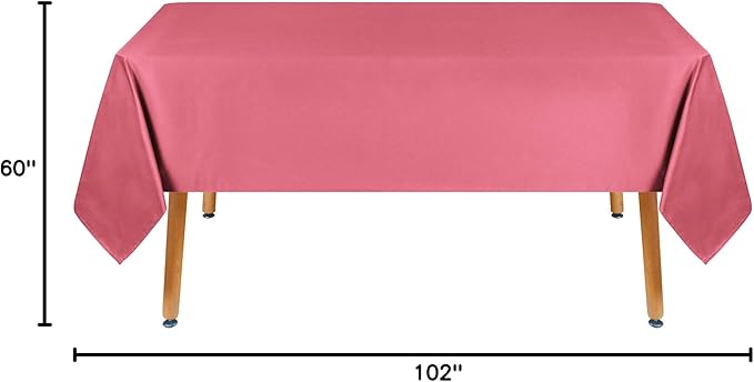 Obstal 210GSM Rectangle Table Cloth, Water Resistance Microfiber Tablecloth, Decorative Fabric Table Cover for Outdoor and Indoor Use (Coral Red, 60 x 102 Inch)