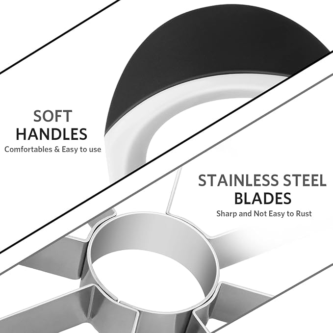 Apple Slicer & Corer Set, Apple Cutter and Fruit Slicer with Sharp Stainless Steel Blades and Ergonomic Non-Slip Handles, Ideal for Cutting a Wide Range of Fruits, Black
