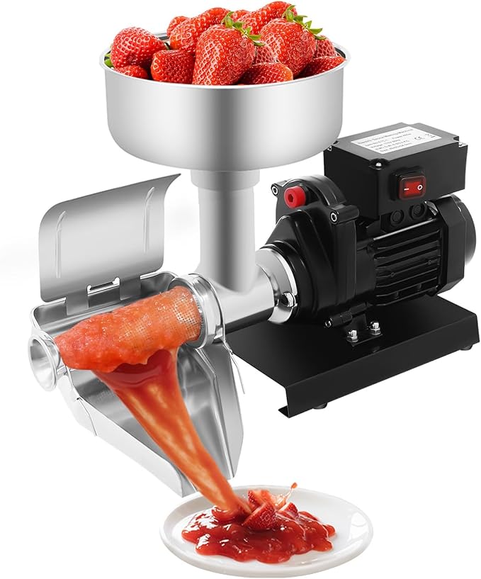 Electric Tomato Strainer Machine Commercial Tomato Milling Stainless Steel Food Press Sauce Maker, Food Strainer and Sauce Maker, Fruit Press Squeezer Electric Food Mill for Tomato Sauce
