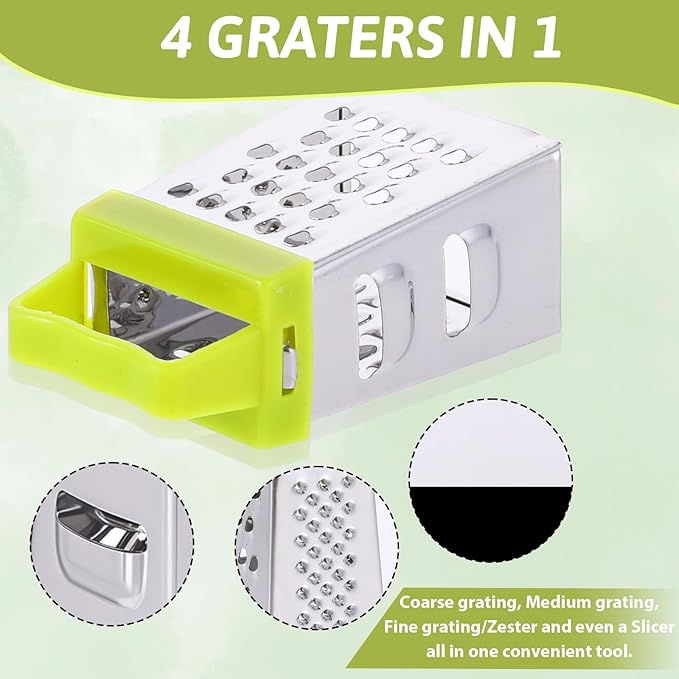 6 Pcs Mini Cheese Grater Professional Box Grater Stainless Steel Fine Coarse Handheld Slicer with 4 Sides Small Box Food Shredder Safe Zester (Blue + green + purple + black + white + gray)
