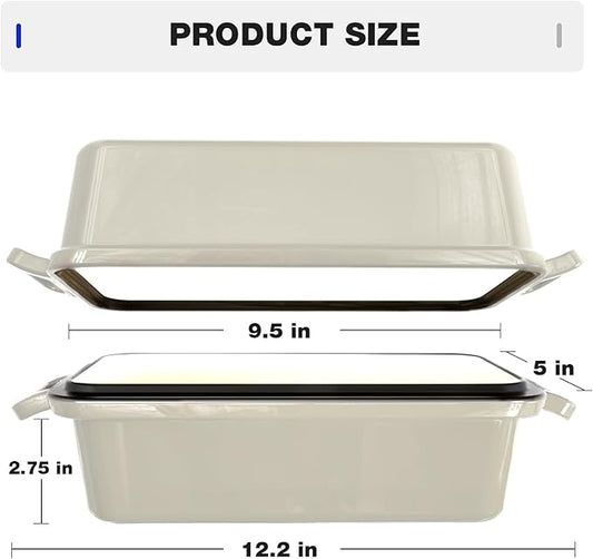 Tydanix 9x5 Enameled Cast Iron Loaf Pan with Lid – Bread Pan for Sourdough, Cake, Meatloaf, Even Heat, Nonstick, Easy to Clean, 2 Piece Set