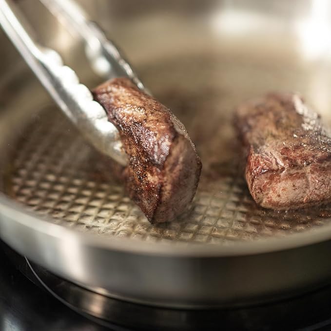 Fissler Original-Profi Collection Stainless Steel 9.5 Inch Frying Pan — Made in Germany, Novogrill® Searing Surface, Induction Ready, Oven Safe