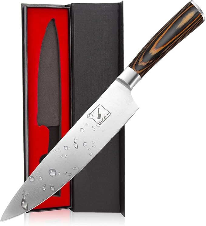 imarku Chef Knife - Pro Kitchen Knife 8 Inch Chef's Knives Japanese HC Steel Sharp Paring Knife with Ergonomic Handle, Tawny Handle, Best Gifts for Men and Women, Gyutou knives