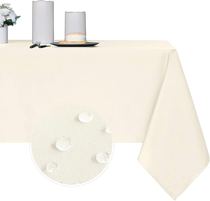 Obstal 210GSM Rectangle Table Cloth - Heavy Duty Water Proof Microfiber Tablecloth, Decorative Fabric Table Cover for Outdoor and Indoor Use (Ivory, 54 x 78 Inch)