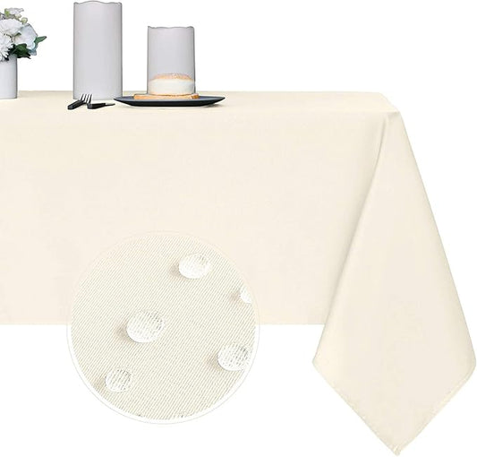 Obstal 210GSM Rectangle Table Cloth - Heavy Duty Water Proof Microfiber Tablecloth, Decorative Fabric Table Cover for Outdoor and Indoor Use (Ivory, 54 x 78 Inch)