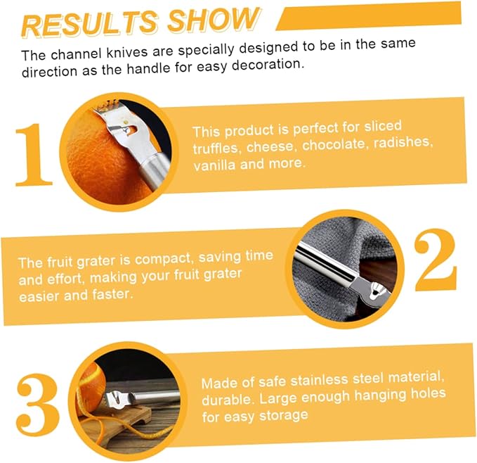 PRETYZOOM 2pcs Stainless Steel Lemon Grater Multi-functional Slicer Zester Peeler for Kitchen Easy Tool